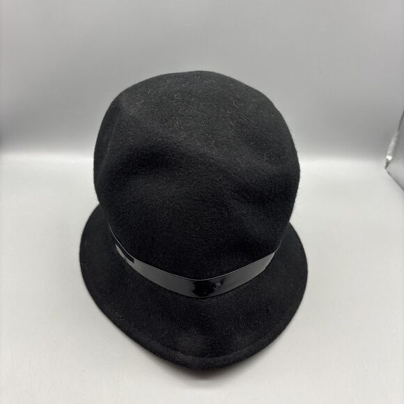 Scala Collezione Cloche Hat Womens One Size Wool Black Horsebit Trim - Picture 3 of 10